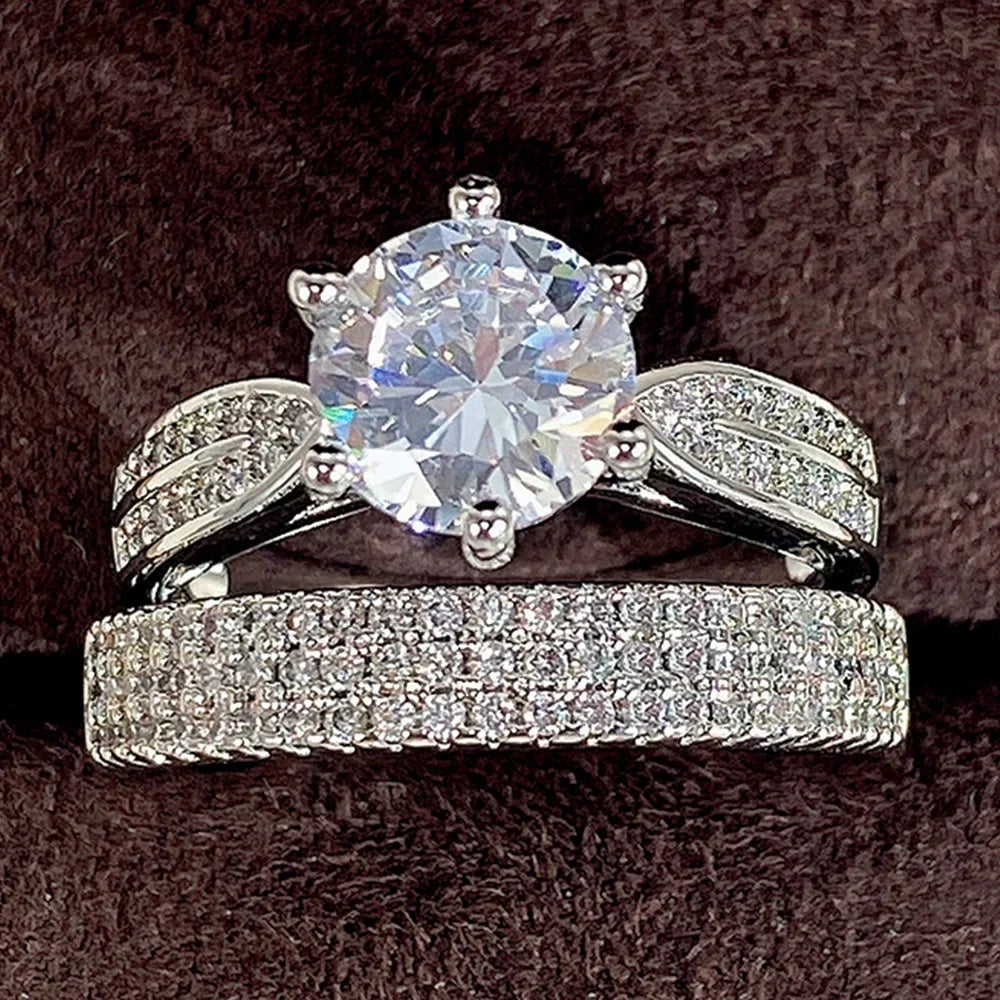 Set of 14 Imported Ring Set (14 Styles 925 sterling silver designer Rings Set Round Cut Wedding Rings For Women Fashion Engagement Rings Jewelry personalized)