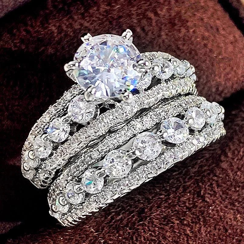 Set of 14 Imported Ring Set (14 Styles 925 sterling silver designer Rings Set Round Cut Wedding Rings For Women Fashion Engagement Rings Jewelry personalized)