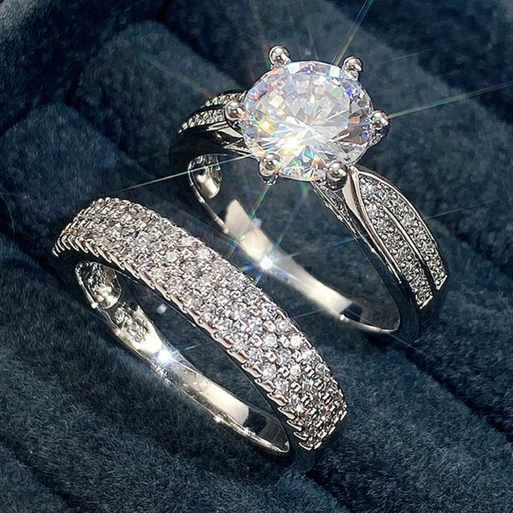Set of 14 Imported Ring Set (14 Styles 925 sterling silver designer Rings Set Round Cut Wedding Rings For Women Fashion Engagement Rings Jewelry personalized)