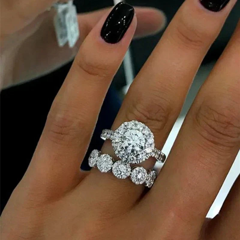 Set of 14 Imported Ring Set (14 Styles 925 sterling silver designer Rings Set Round Cut Wedding Rings For Women Fashion Engagement Rings Jewelry personalized)