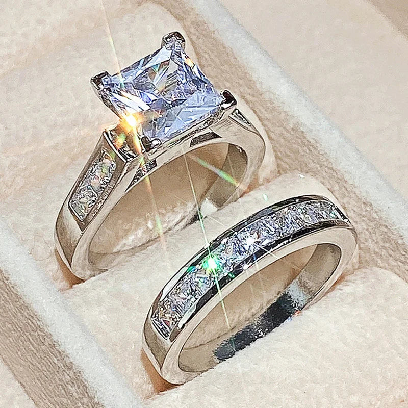 Set of 14 Imported Ring Set (14 Styles 925 sterling silver designer Rings Set Round Cut Wedding Rings For Women Fashion Engagement Rings Jewelry personalized)