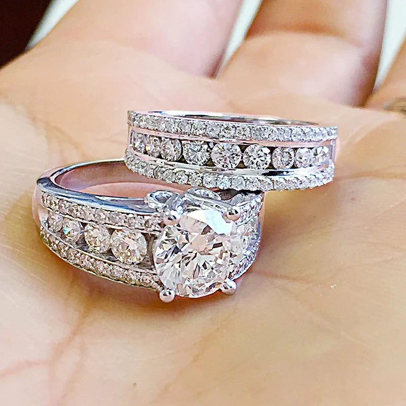 Set of 14 Imported Ring Set (14 Styles 925 sterling silver designer Rings Set Round Cut Wedding Rings For Women Fashion Engagement Rings Jewelry personalized)