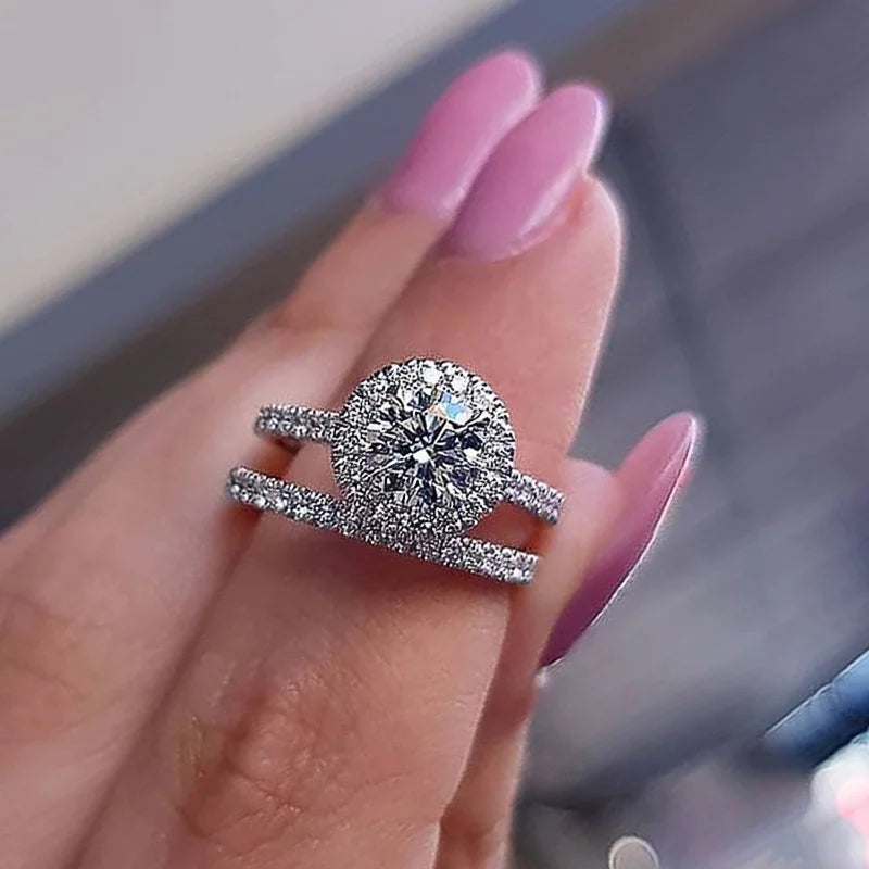 Set of 14 Imported Ring Set (14 Styles 925 sterling silver designer Rings Set Round Cut Wedding Rings For Women Fashion Engagement Rings Jewelry personalized)