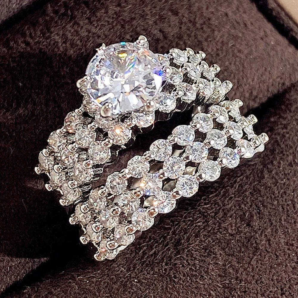 Set of 14 Imported Ring Set (14 Styles 925 sterling silver designer Rings Set Round Cut Wedding Rings For Women Fashion Engagement Rings Jewelry personalized)