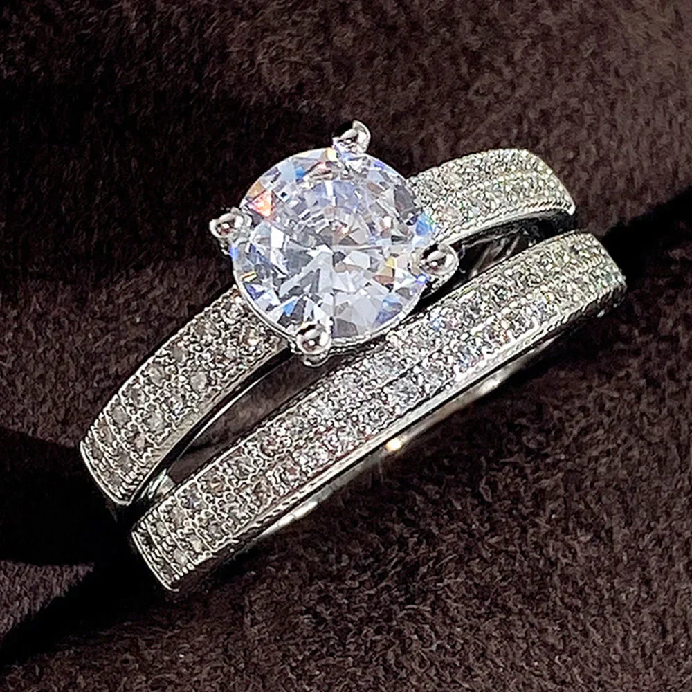 Set of 14 Imported Ring Set (14 Styles 925 sterling silver designer Rings Set Round Cut Wedding Rings For Women Fashion Engagement Rings Jewelry personalized)