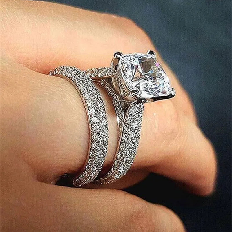 Set of 14 Imported Ring Set (14 Styles 925 sterling silver designer Rings Set Round Cut Wedding Rings For Women Fashion Engagement Rings Jewelry personalized)