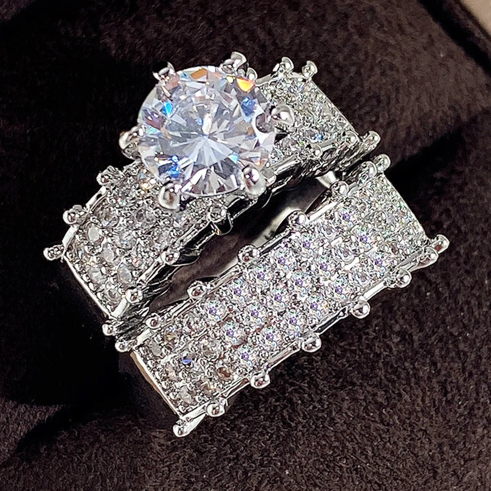 Set of 14 Imported Ring Set (14 Styles 925 sterling silver designer Rings Set Round Cut Wedding Rings For Women Fashion Engagement Rings Jewelry personalized)