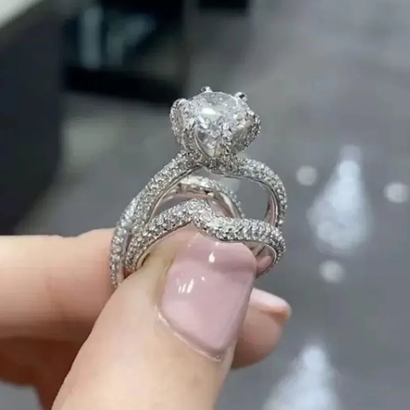 Set of 14 Imported Ring Set (14 Styles 925 sterling silver designer Rings Set Round Cut Wedding Rings For Women Fashion Engagement Rings Jewelry personalized)