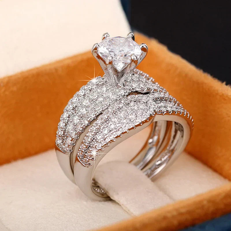 Set of 14 Imported Ring Set (14 Styles 925 sterling silver designer Rings Set Round Cut Wedding Rings For Women Fashion Engagement Rings Jewelry personalized)