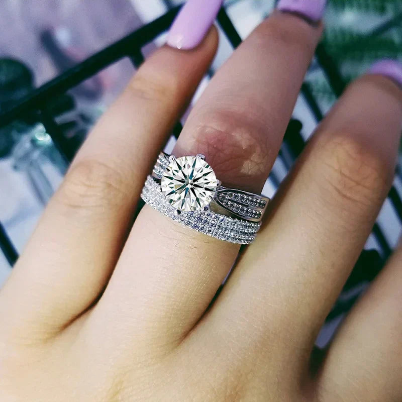 Set of 14 Imported Ring Set (14 Styles 925 sterling silver designer Rings Set Round Cut Wedding Rings For Women Fashion Engagement Rings Jewelry personalized)