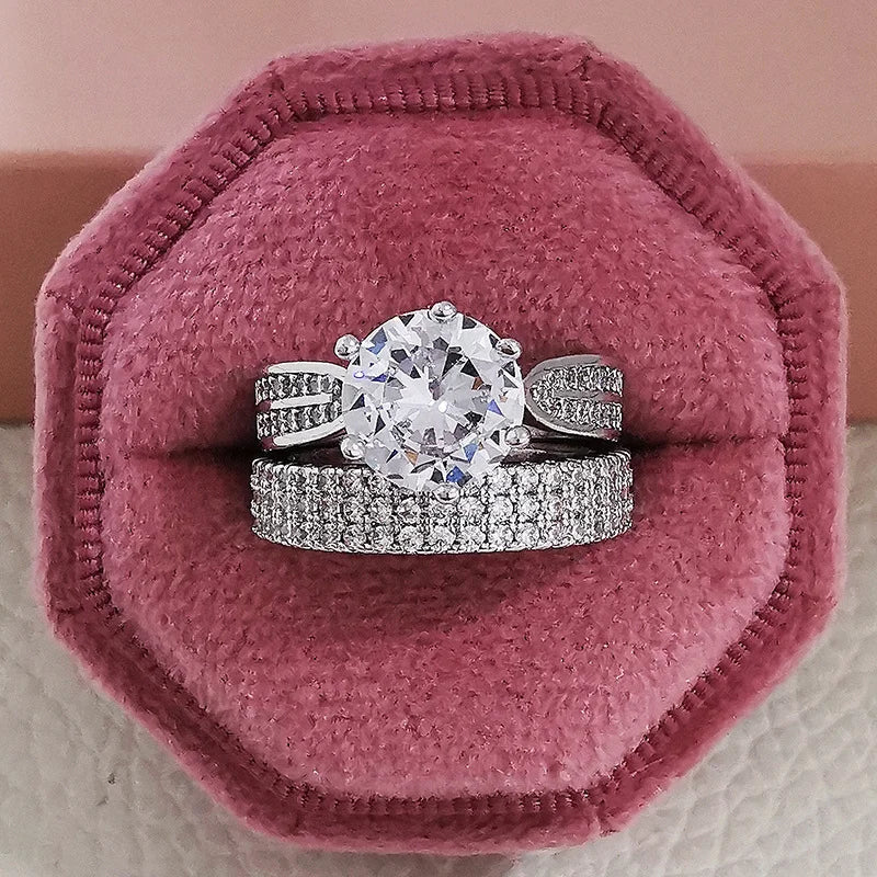 Set of 14 Imported Ring Set (14 Styles 925 sterling silver designer Rings Set Round Cut Wedding Rings For Women Fashion Engagement Rings Jewelry personalized)