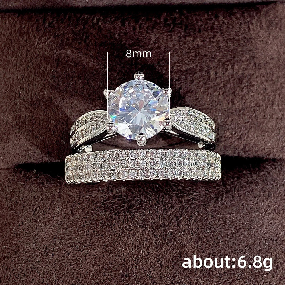 Set of 14 Imported Ring Set (14 Styles 925 sterling silver designer Rings Set Round Cut Wedding Rings For Women Fashion Engagement Rings Jewelry personalized)