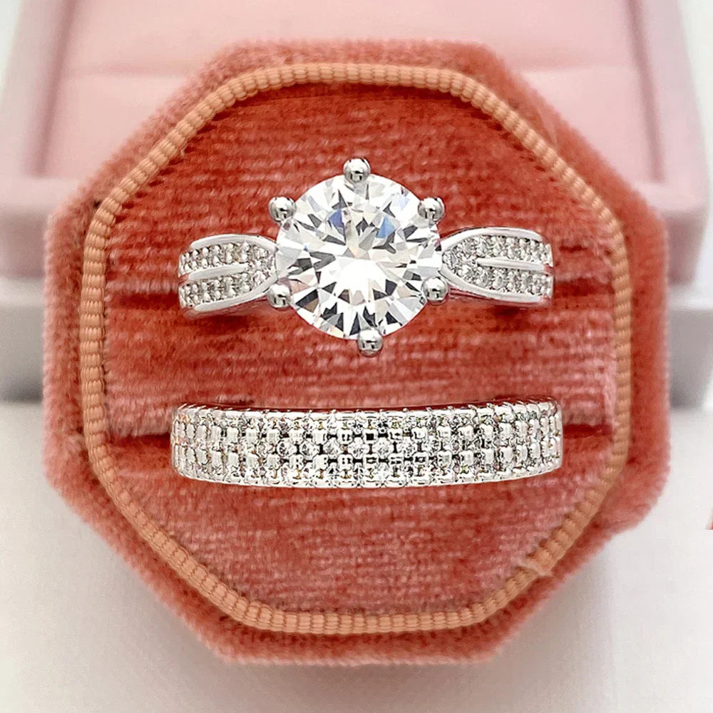 Set of 14 Imported Ring Set (14 Styles 925 sterling silver designer Rings Set Round Cut Wedding Rings For Women Fashion Engagement Rings Jewelry personalized)