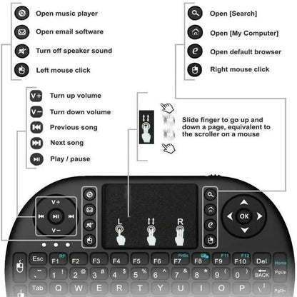 GAMINJA i8 Mini 2.4G Wireless Air Mouse & Keyboard – Touchpad Remote for Android TV, PC & Smart TV