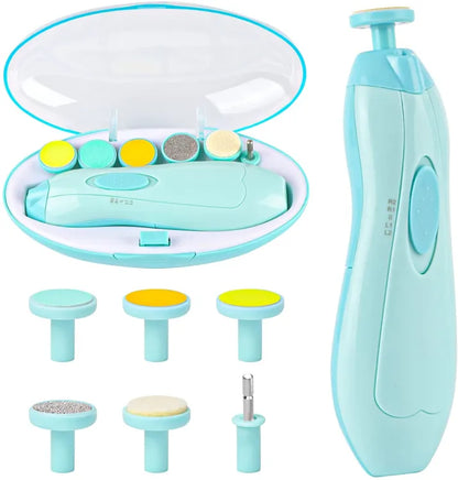 "Vechase 6-in-1 Portable Electric Baby Nail Trimmer: Safe, LED-Lit Infant Manicure & Pedicure Clipper"