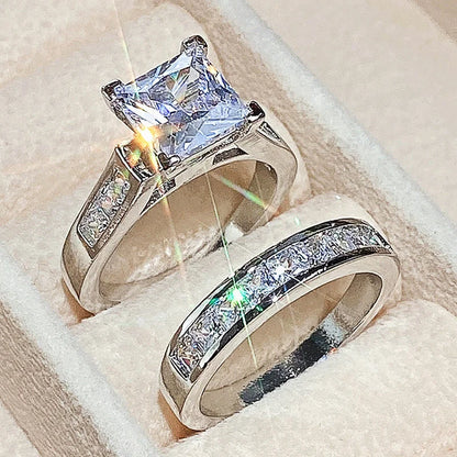 Set of 14 Imported Ring Set (14 Styles 925 sterling silver designer Rings Set Round Cut Wedding Rings For Women Fashion Engagement Rings Jewelry personalized)