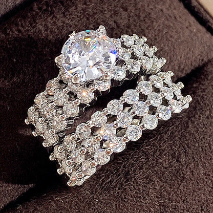 Set of 14 Imported Ring Set (14 Styles 925 sterling silver designer Rings Set Round Cut Wedding Rings For Women Fashion Engagement Rings Jewelry personalized)