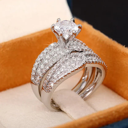 Set of 14 Imported Ring Set (14 Styles 925 sterling silver designer Rings Set Round Cut Wedding Rings For Women Fashion Engagement Rings Jewelry personalized)